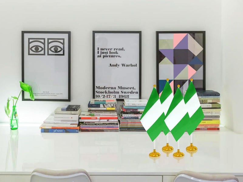 WXTWK 12 Pack Nigeria Flag Nigerian Desk Flag Small Mini Nigerian Table Flags With Stand Base,Home Office Festival Events Celebration Decorations - Image 5